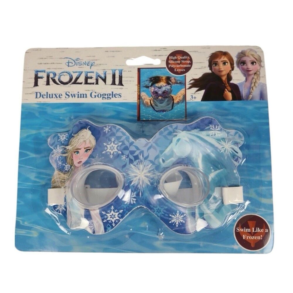 Disney Frozen II Elsa Blue Deluxe Swim Goggles for Ages 3+
